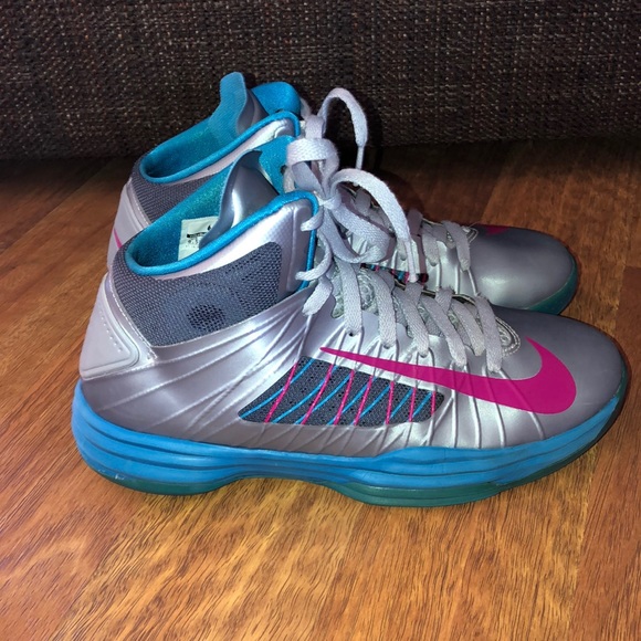 Nike Shoes - Nike Blue, Pink, and Silver Basketball Shoes